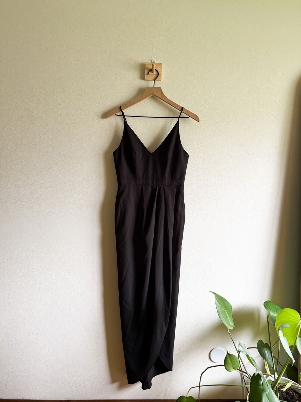 Anthropologie BHLDN Lyra V-Neck Faux Wrap Stretch Crepe Midi Dress Size 2 - Picture 3 of 7
